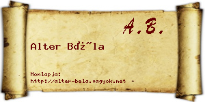 Alter Béla névjegykártya